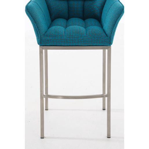 Taburete de Bar Damaso Tela con Base de Cuatro Patas Turquesa 48X64X110 cm