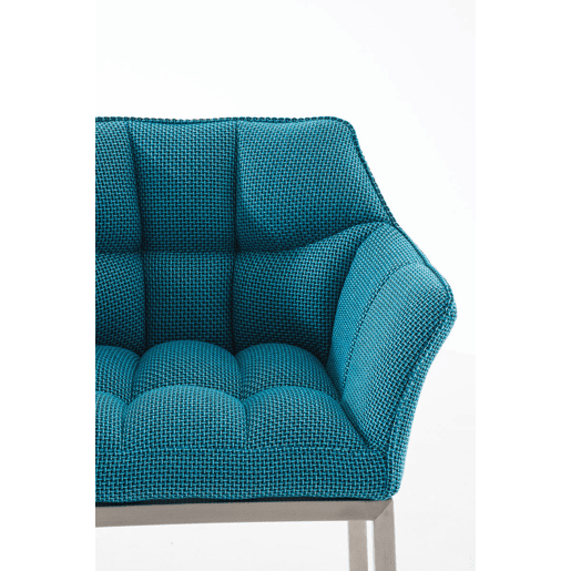 Taburete de Bar Damaso Tela con Base de Cuatro Patas Turquesa 48X64X110 cm