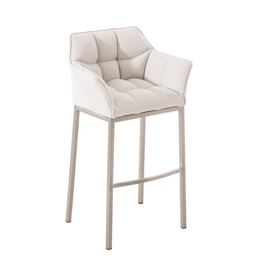 Taburete de Bar Damaso Tela con Base de Cuatro Patas Blanco 48X64X110 cm