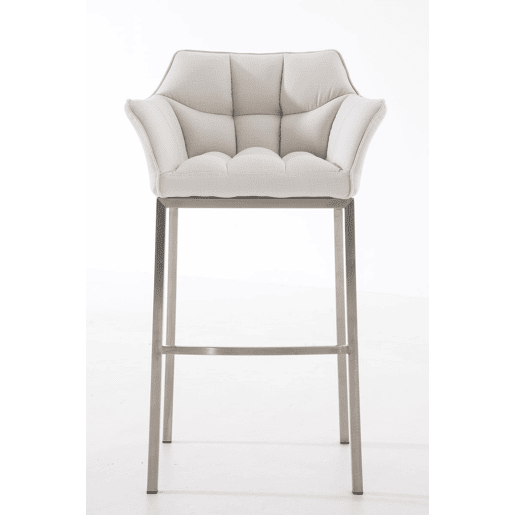 Taburete de Bar Damaso Tela con Base de Cuatro Patas Blanco 48X64X110 cm