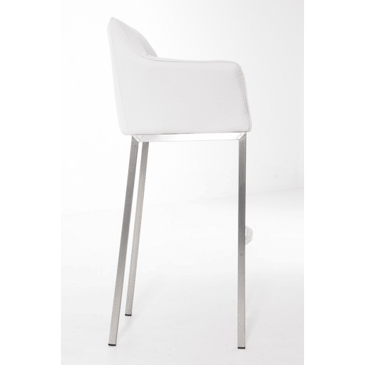 Taburete de Bar Damaso Tela con Base de Cuatro Patas Blanco 48X64X110 cm