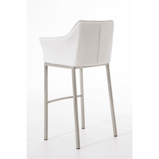 Taburete de Bar Damaso Tela con Base de Cuatro Patas Blanco 48X64X110 cm