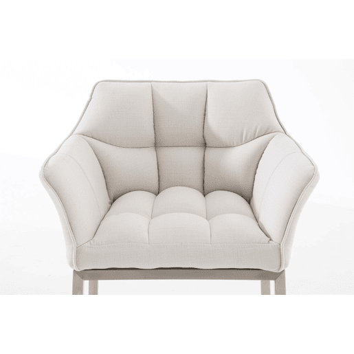 Taburete de Bar Damaso Tela con Base de Cuatro Patas Blanco 48X64X110 cm