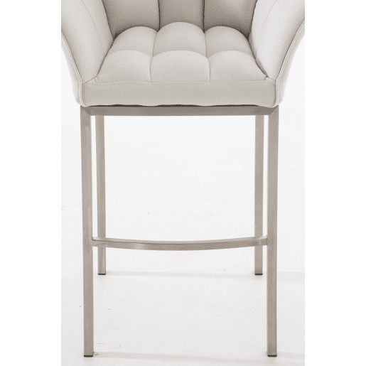 Taburete de Bar Damaso Tela con Base de Cuatro Patas Blanco 48X64X110 cm