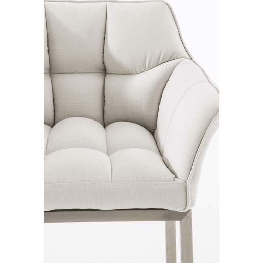 Taburete de Bar Damaso Tela con Base de Cuatro Patas Blanco 48X64X110 cm
