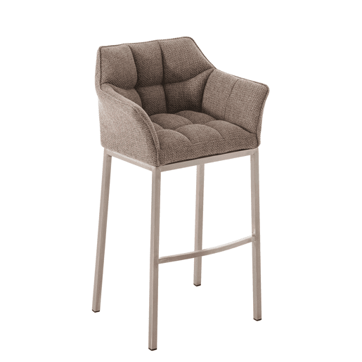 Taburete de Bar Damaso Tela con Base de Cuatro Patas Marrón tierra 48X64X110 cm