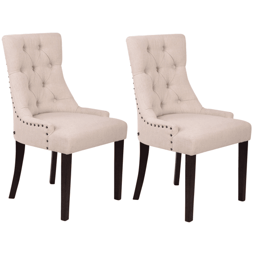 Set De 2 Sillas De Comedor Aberdeen Tela Crema 58X55X92 cm