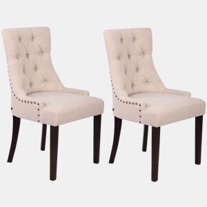 Set De 2 Sillas De Comedor Aberdeen Tela Crema 58X55X92 cm