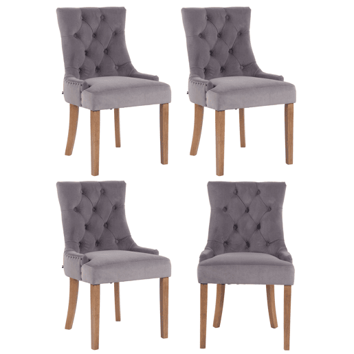 Juego de 4 sillas de comedor Aberdeen en terciopelo Gris 58X55X92 cm