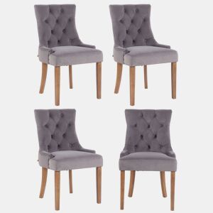 Juego de 4 sillas de comedor Aberdeen en terciopelo Gris 58X55X92 cm
