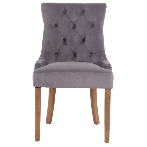 Juego de 4 sillas de comedor Aberdeen en terciopelo Gris 58X55X92 cm