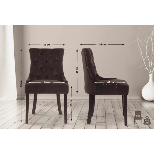 Silla De Comedor Aberdeen En Terciopelo Marrón 58X55X92 cm