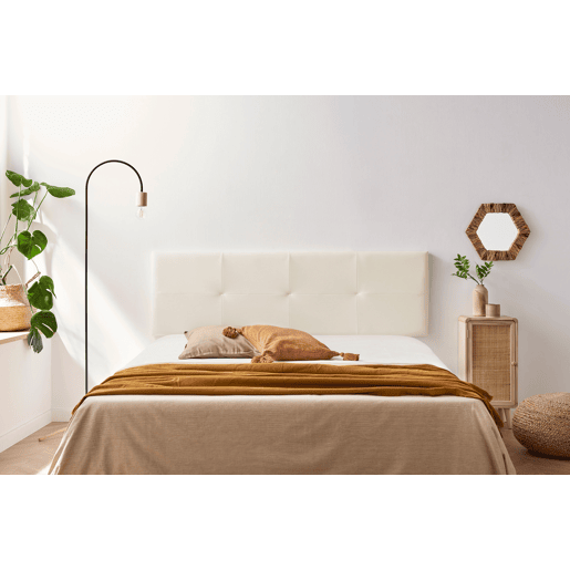 Cabeceira Estofada ALTEA Pele Sintética 190x50x5 cm - Branco escuro - Moonia