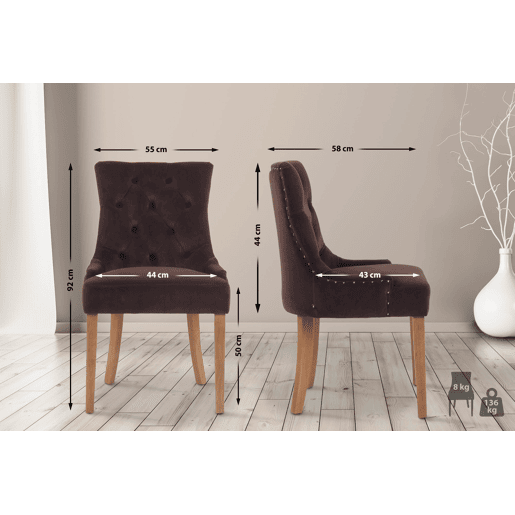 Silla De Comedor Aberdeen En Terciopelo Marrón 58X55X92 cm