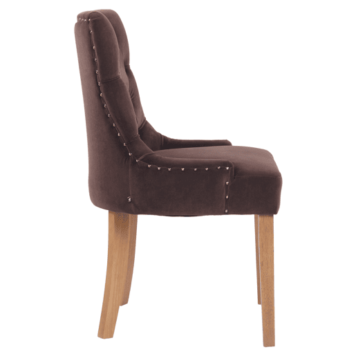 Silla De Comedor Aberdeen En Terciopelo Marrón 58X55X92 cm