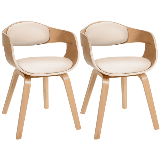 Set de 2 sillas de salón Kingston en polipiel Simil cuero Naturalcrema 46X49X73 cm
