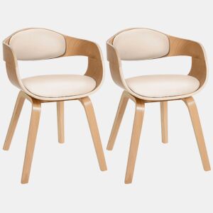 Set de 2 sillas de salón Kingston en polipiel Simil cuero Naturalcrema 46X49X73 cm