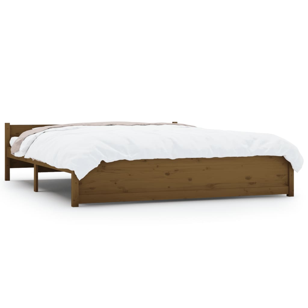 Estructura de cama madera maciza marrón miel 200x200 cm