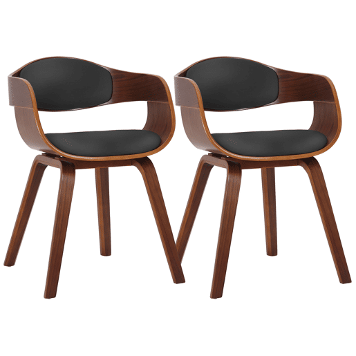 Set de 2 sillas de salón Kingston en polipiel Simil cuero Nogalnegro 46X49X73 cm