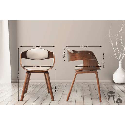 Set de 2 sillas de salón Kingston en polipiel Simil cuero Nogalcrema 46X49X73 cm