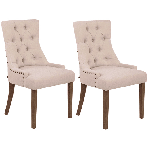 Set De 2 Sillas De Comedor Aberdeen Tela Crema 58X55X92 cm