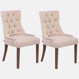 Set De 2 Sillas De Comedor Aberdeen Tela Crema 58X55X92 cm