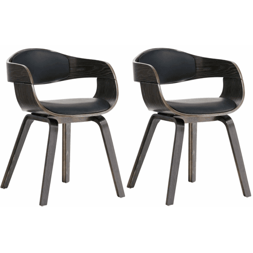 Set de 2 sillas de salón Kingston en polipiel Simil cuero Negrogris 46X49X73 cm