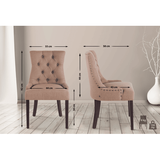 Set De 2 Sillas De Comedor Aberdeen Tela Gris topo 58X55X92 cm