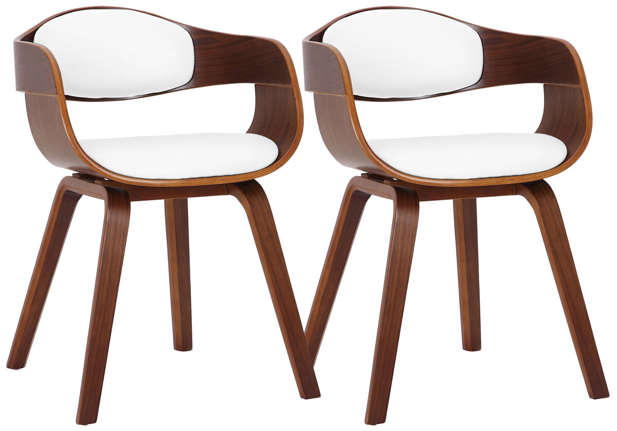Set de 2 sillas de salón kingston en polipiel simil cuero nogal/blanco 46x49x73 cm