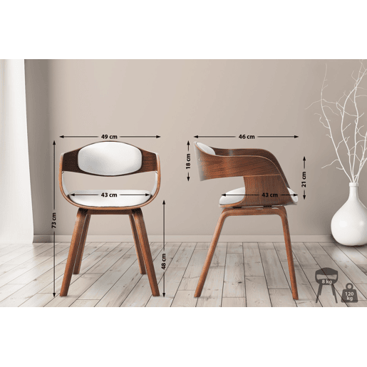 Set de 2 sillas de salón Kingston en polipiel Simil cuero Nogalblanco 46X49X73 cm