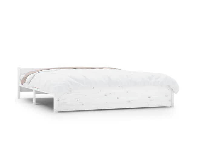 Estructura de cama de madera maciza blanco 160x200 cm