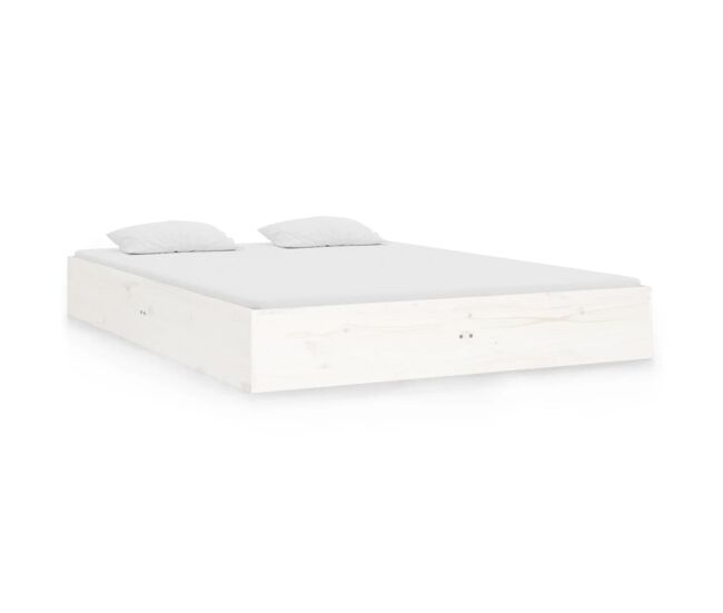 Estructura de cama de madera maciza blanca 140x190 cm