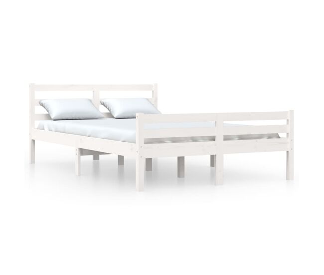 Estructura de cama madera maciza blanca 140x200 cm