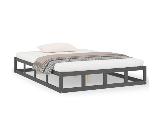 Estructura de cama de madera maciza gris king size 150x200 cm