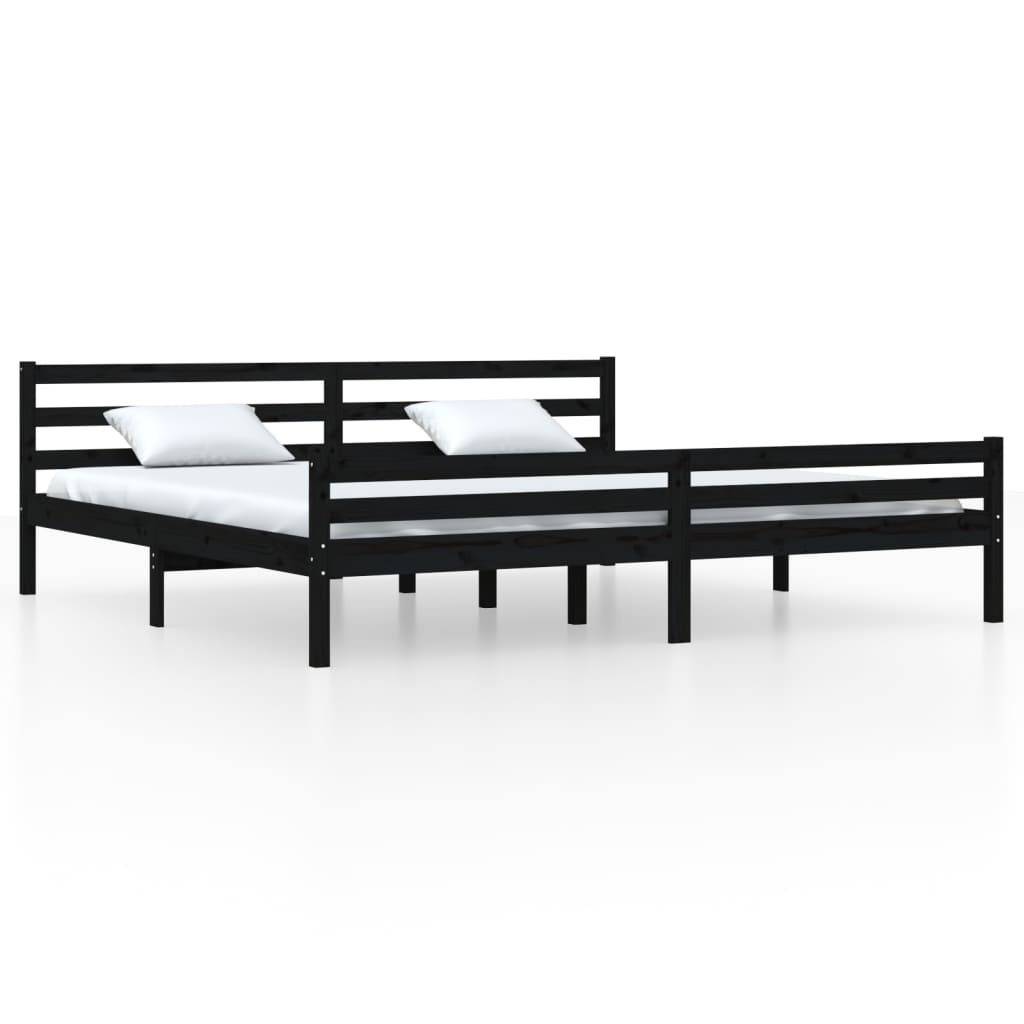 Estructura de cama de madera maciza negro 200x200 cm