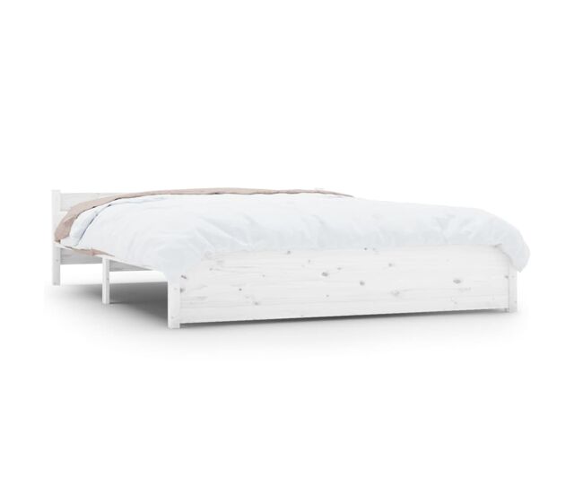 Estructura de cama de madera maciza blanca 140x190 cm