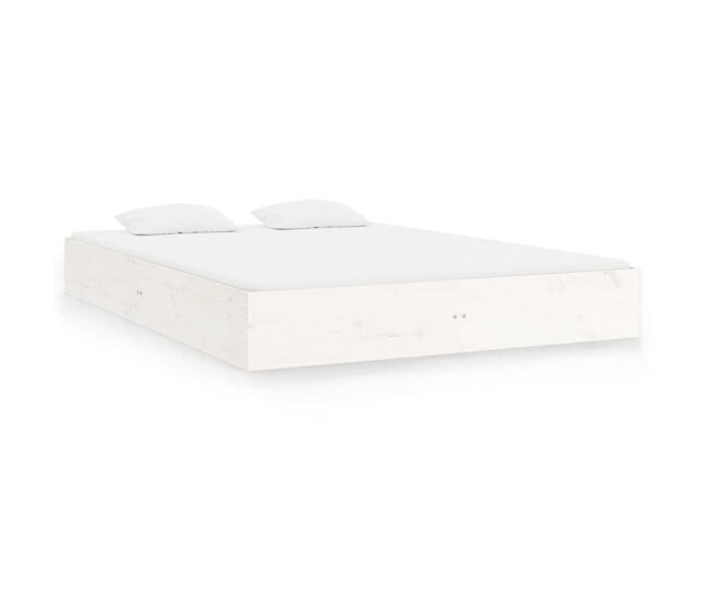 Estructura de cama madera maciza blanca 120x200 cm