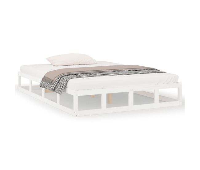 Estructura de cama madera maciza blanca 120x200 cm