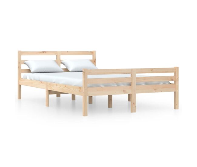 Estructura de cama doble madera maciza 135x190 cm