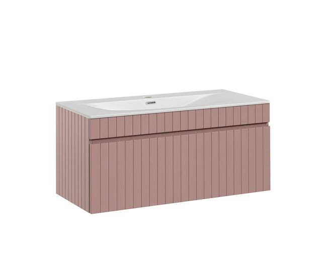 Mueble lavabo individual encastrado 100 cm zelie rosado