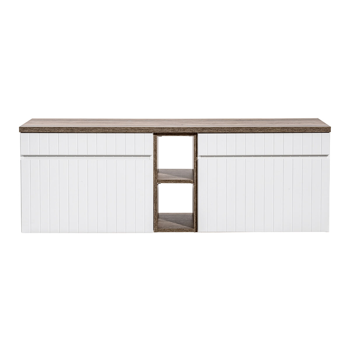 Mueble bajo lavabo 140 cm 2 nichos zelie blanco y madera