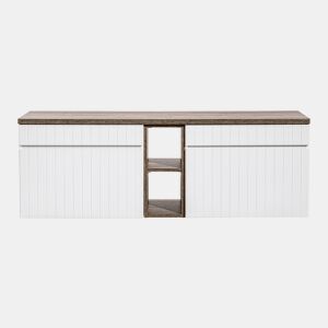 Móvel de toucador Zelie Branco e Madeira 140cm 2 nichos