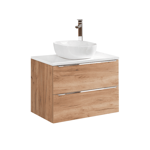 Móvel lavatório simples 80cm April Madeira e Branco Móvel lavatório simples 80cm April Madeira e Branco