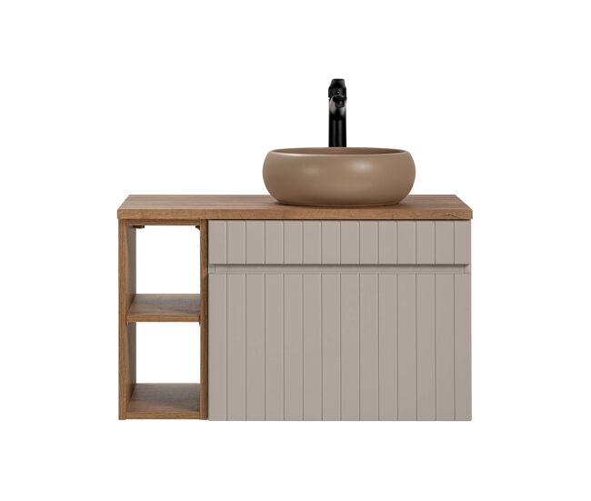 Mueble lavabo individual 80 cm 2 nichos zelie cachemira y madera