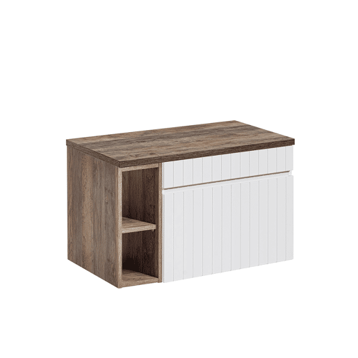 Móvel de toucador 80cm 2 nichos Zelie branco e madeira