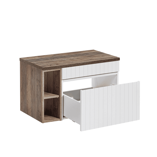Móvel de toucador 80cm 2 nichos Zelie branco e madeira
