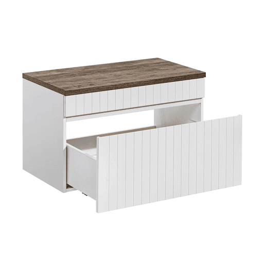 Móvel de toucador Zelie 80cm branco e madeira