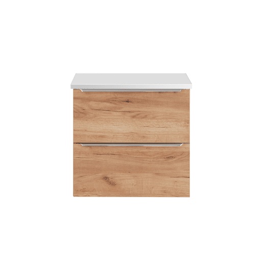 Móvel sob lavatório 60cm tampo April Madeira e Branco