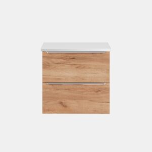 Móvel sob lavatório 60cm tampo April Madeira e Branco