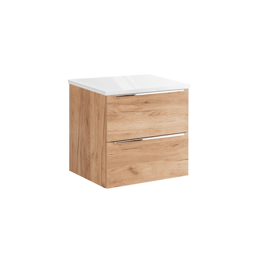 Móvel sob lavatório 60cm tampo April Madeira e Branco